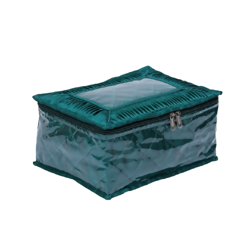 Asmaani Satin 12 Green Pocket Jewellery Organizer | Grocsy