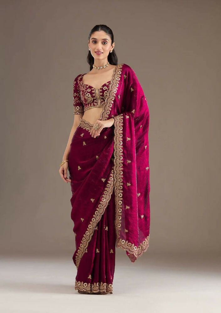 Joban Fashion Red Frendy Satin Silk Party Wear Sarees | Grocsy