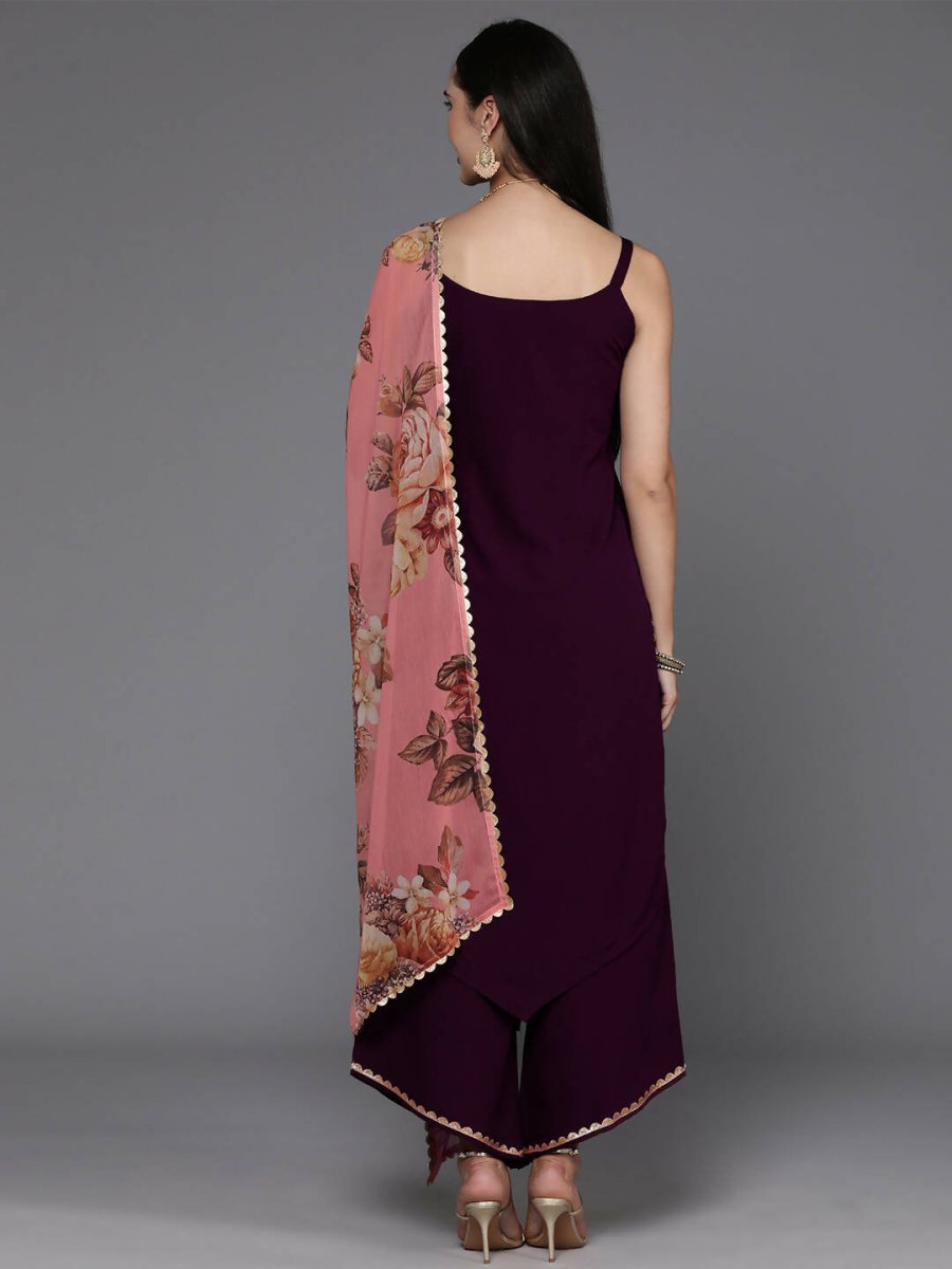 Ahalyaa Women's Traditional wear Kurta Set - Burgundy | Grocsy