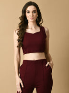 Myshka Women's Magenta Solid Top With Trousers | Grocsy