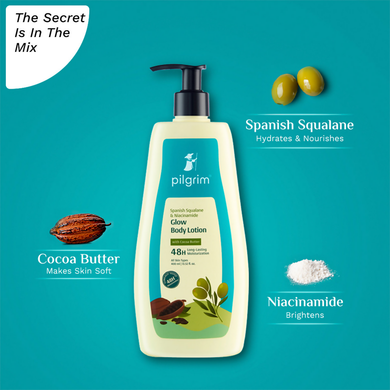 Pilgrim Spanish Squalane & Niacinamide Glow Body Lotion | Grocsy