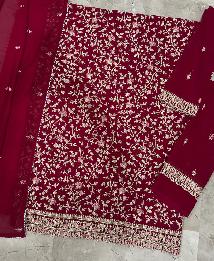 KC Rani Pink Straight Suit For Women Georgette Fabric | Grocsy
