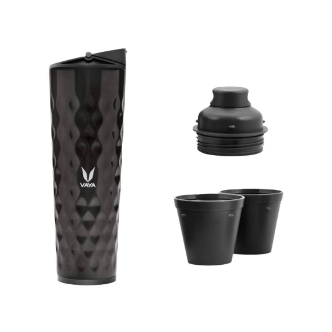Vaya Drynk Stainless Steel Water Bottle Tumbler for Office - 600ml (Black) | Grocsy