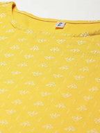 Yufta Women Mustard Yellow Ethnic Motifs Pure Cotton Kurta with Trouser & With Dupatta | Grocsy