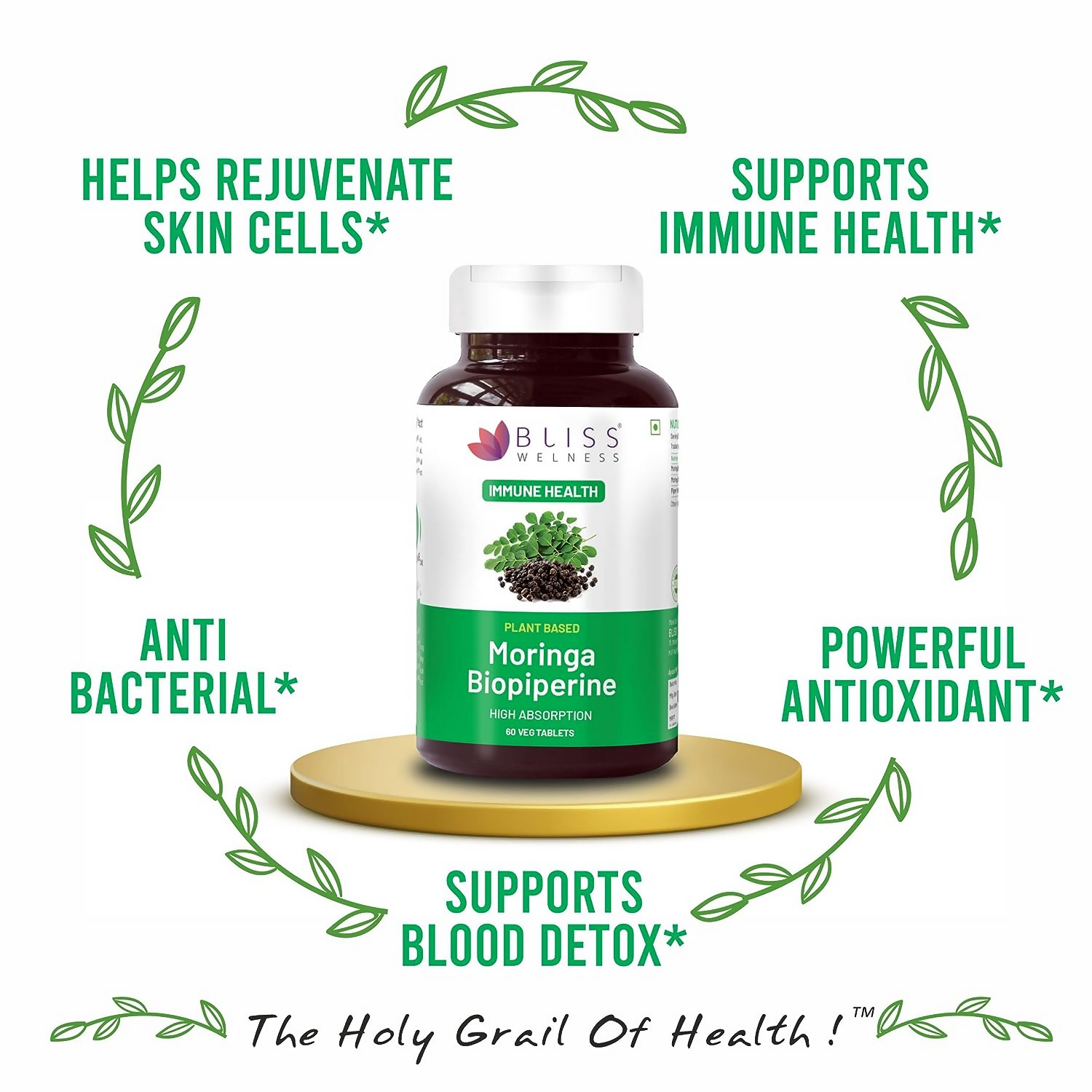 Bliss Welness Moringa Biopiperine Tablets | Grocsy