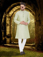 Even Apparels Men's Pure Cotton Green Kurta | Grocsy