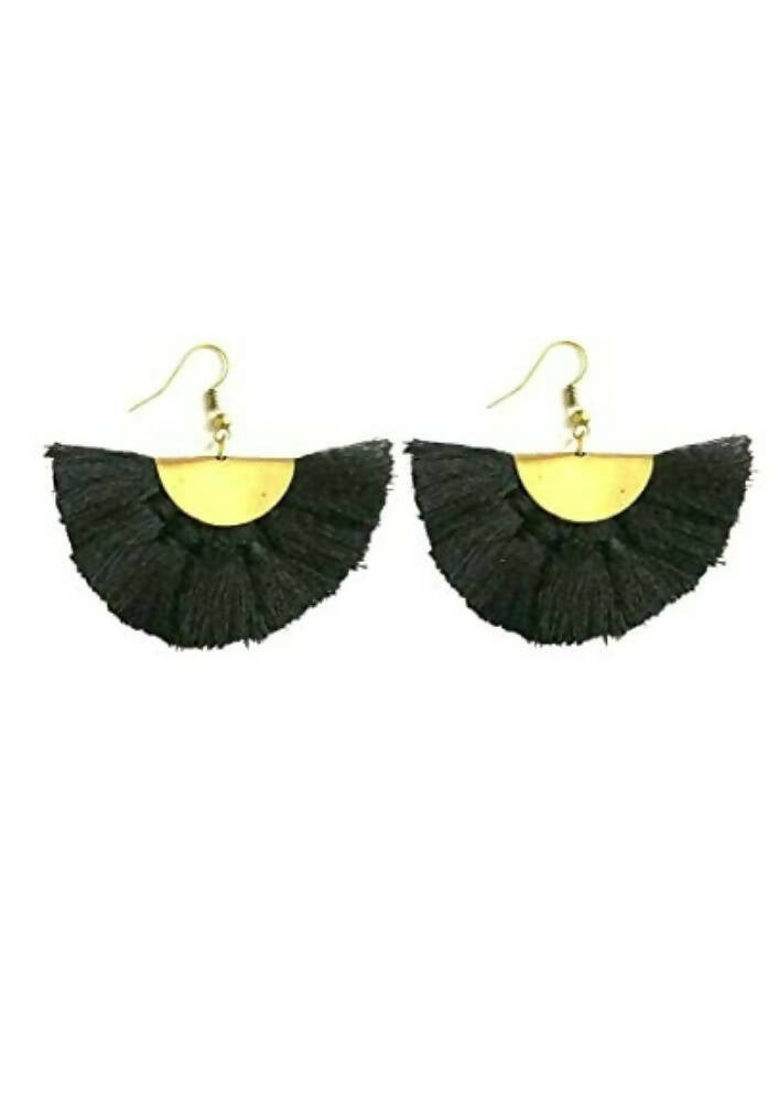 Tiaraa Alloy Tassel Earrings For Women (Black)