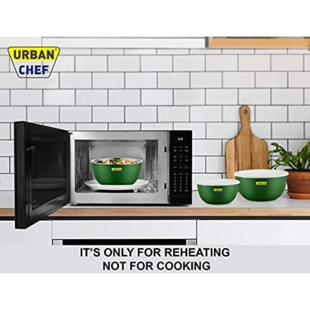 Urban Chef Mixing Bowl Set of 3 Stainless Steel - Green | Grocsy