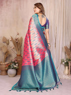 Aastha Fashion Pink Tissue Silk Paithani Woven Saree | Grocsy