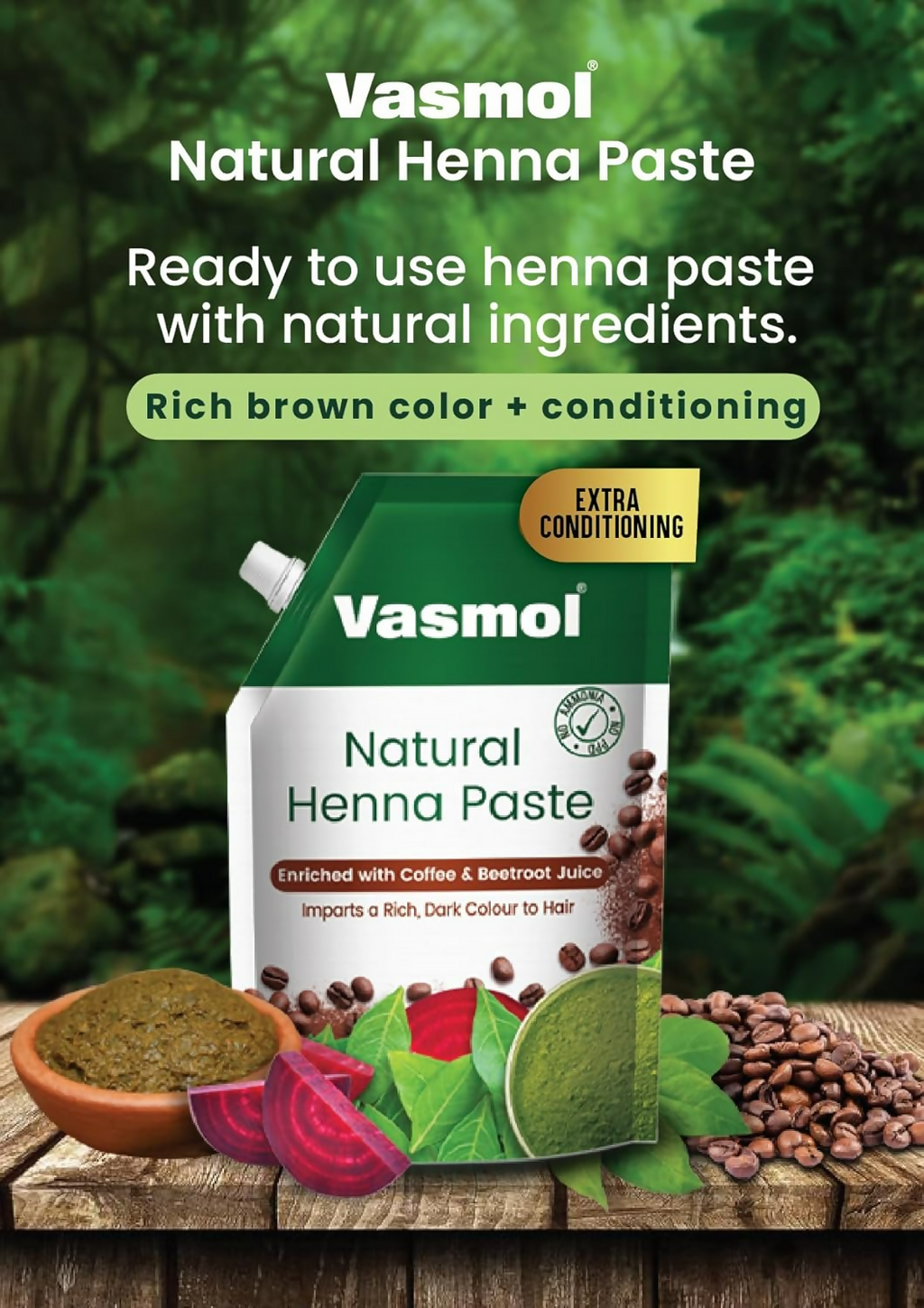 Vasmol Natural Henna Paste Ready To Use | Grocsy