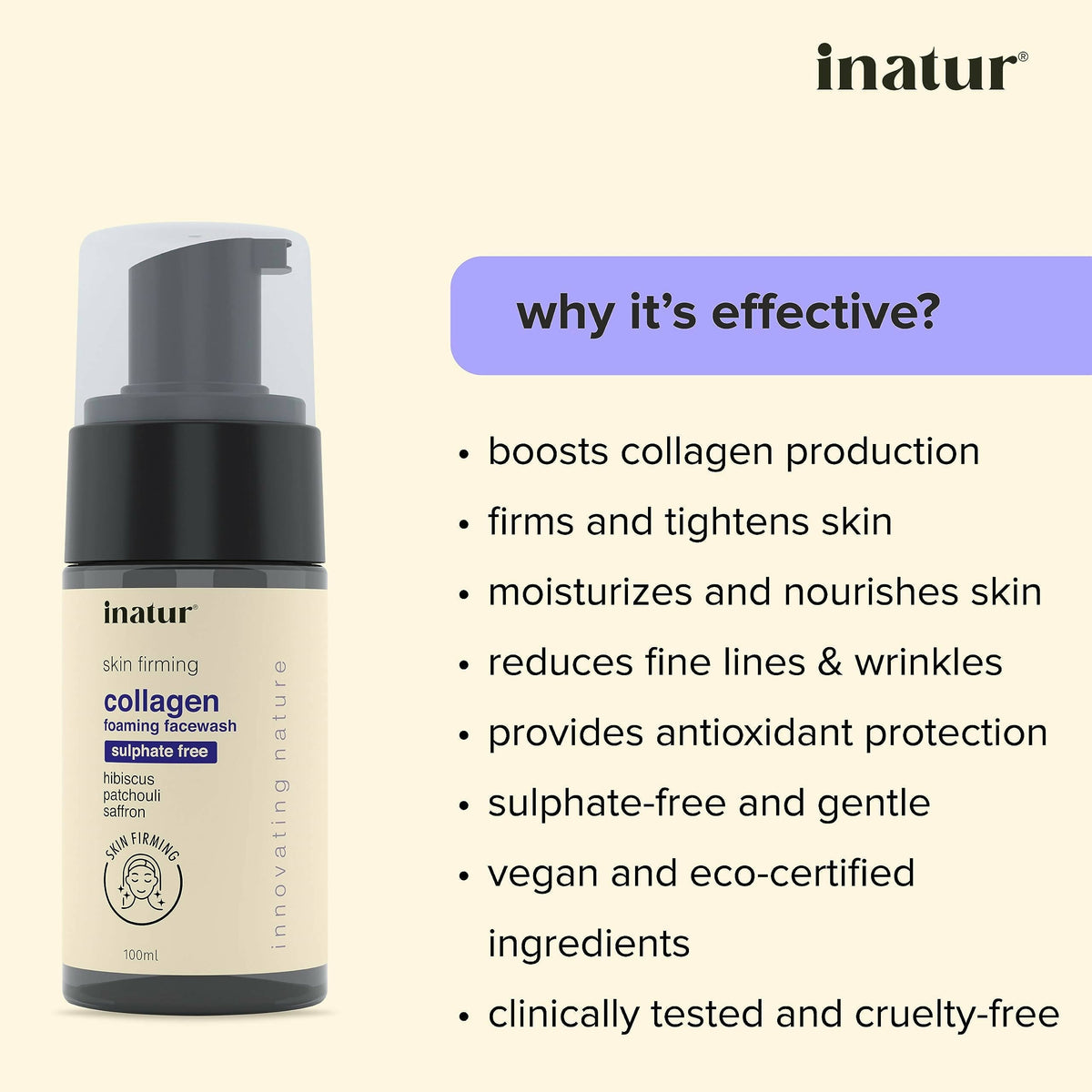 Inatur Collagen Foaming Face Wash | Grocsy