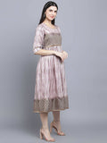 Myshka Women Grey Floral Midi Dress | Grocsy