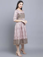 Myshka Women Grey Floral Midi Dress | Grocsy