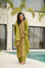 Joban Fashion Perot Kurta Set Silk Sequins , Zari, Coding & Thread Embroidered work | Grocsy