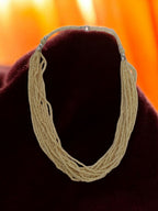 Inhanns Bloom Handmade Beaded Only Necklace - 12 Layers - Cream Necklace | Grocsy