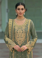 Anaita Mehndi Heavy Chinon Readymade Palazzo Suit with Heavy Embroidery Work | Grocsy
