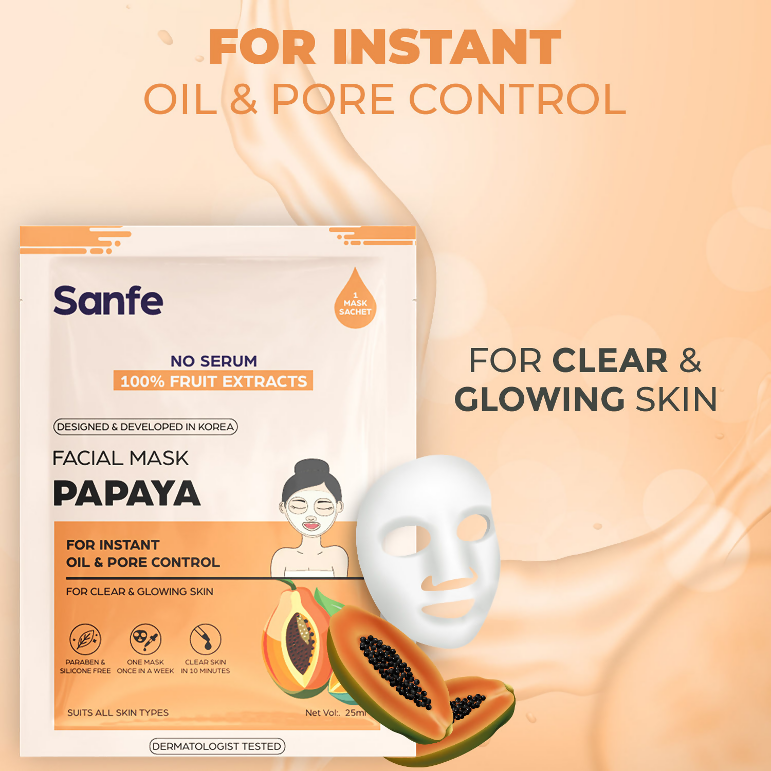 Sanfe Instant Oil Control Papaya Facial Mask | Grocsy