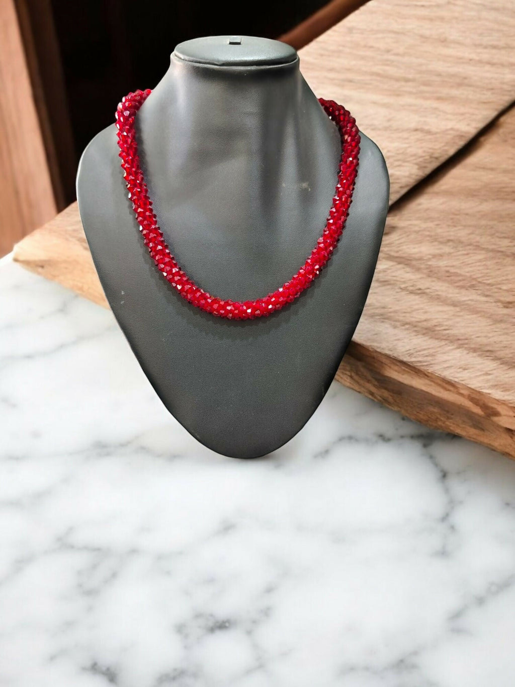Inhanns Noor-E-Jalwa – Handmade Crystal Bead Necklace -Adjustable - Maroon Only Necklace | Grocsy
