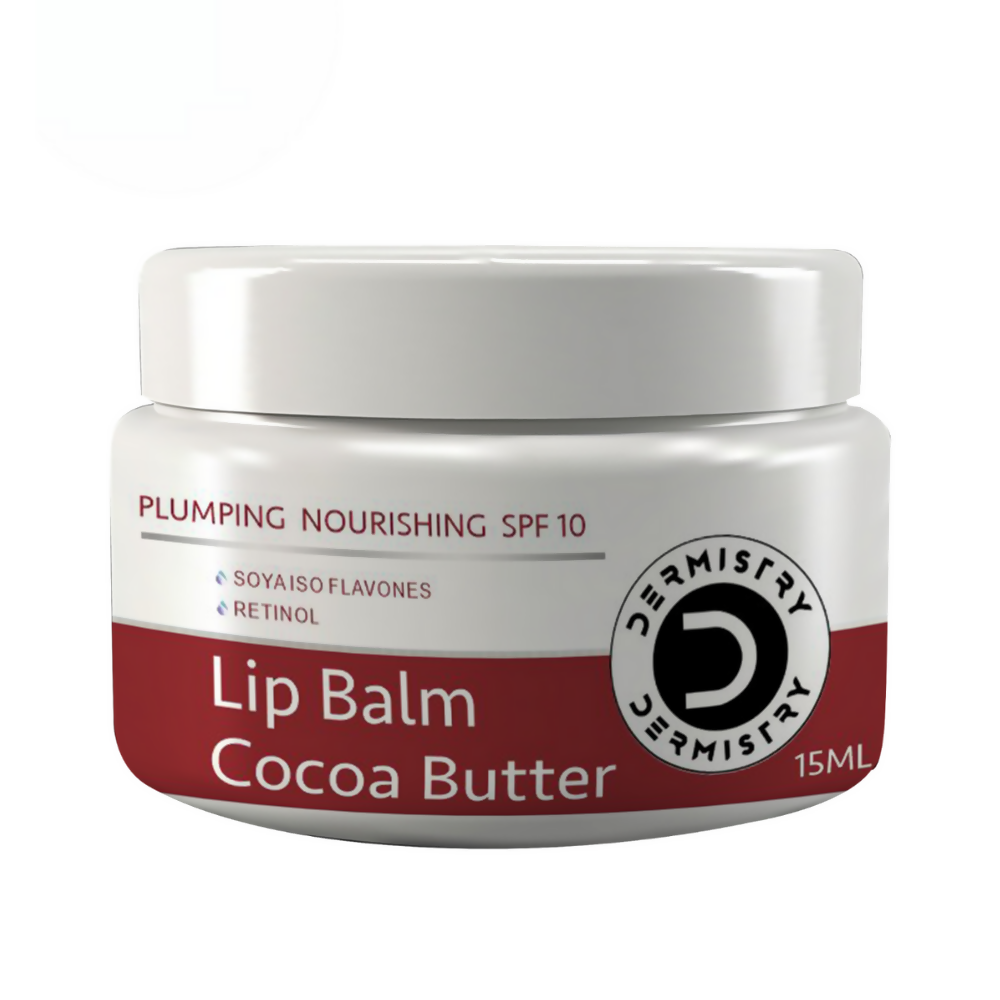Dermistry Cocoa Butter Lip Care Tint Balm Plumping Nourishing Retinol SPF 10 for Glossy Lips | Grocsy