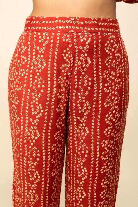 FIORRA Women's Red Cotton A-Line Kurta Pant With Dupatta | Grocsy