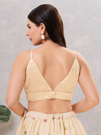 Joban Fashion Women Satin Blend Light-Gold Stitched Blouse | Grocsy