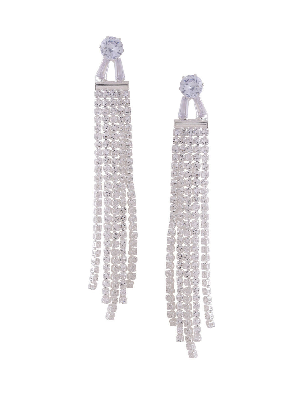 NVR Women Silver Toned Contemporary Drop Earrings | Grocsy