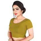 Vamika Mehandi Lycra Plain Blouse | Grocsy