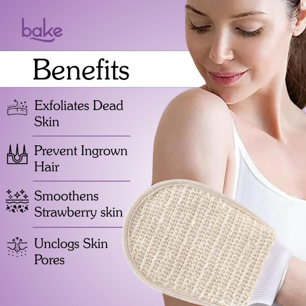 Bake Tan Removal Exfoliating Bath Kit - 100% Ramie Plant Fibre Gloves + Kojic Acid Soap (2 Pcs) with Scrub Treatment | Grocsy