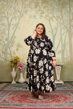 Jyoti Fashion Women's Black Rayon Floral Print with Sequins Designer Anarkali Set | Grocsy