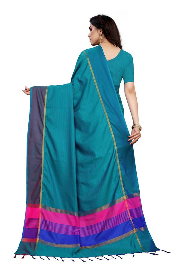 Vamika Rama Green Cotton Silk Weaving Saree (Binita Rama) | Grocsy