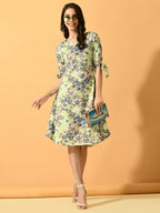 Myshka Women's Lime Green A-Line Party Dress | Grocsy