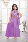 Traditional Designer Fandy Silk Purple Ethnic Fusion Wear - Anbazaar | Grocsy