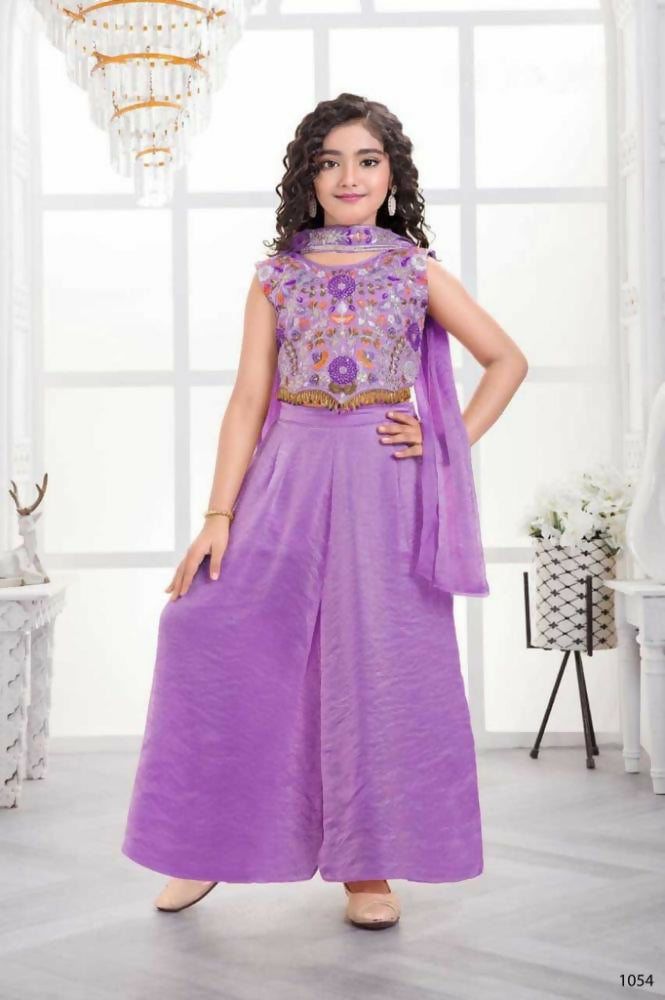 Traditional Designer Fandy Silk Purple Ethnic Fusion Wear - Anbazaar | Grocsy
