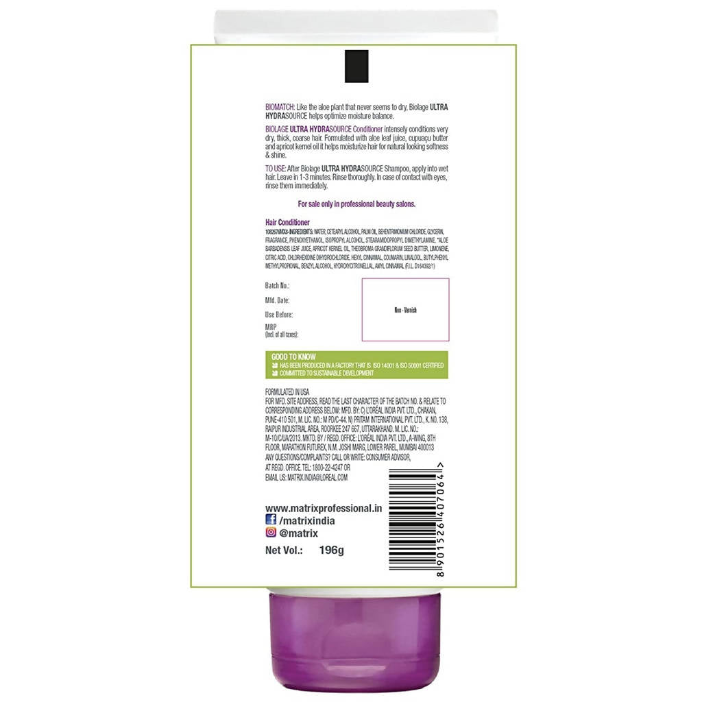 Matrix Biolage Hydrasource Plus Aloe Conditioner | Grocsy