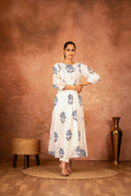 Joban Fashion Blue Floral Hand Block Printed Cotton Kurta Pant Set | Grocsy