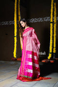Very Much Indian Handloom Cotton Viscose Ilkal Saree Pink | Grocsy