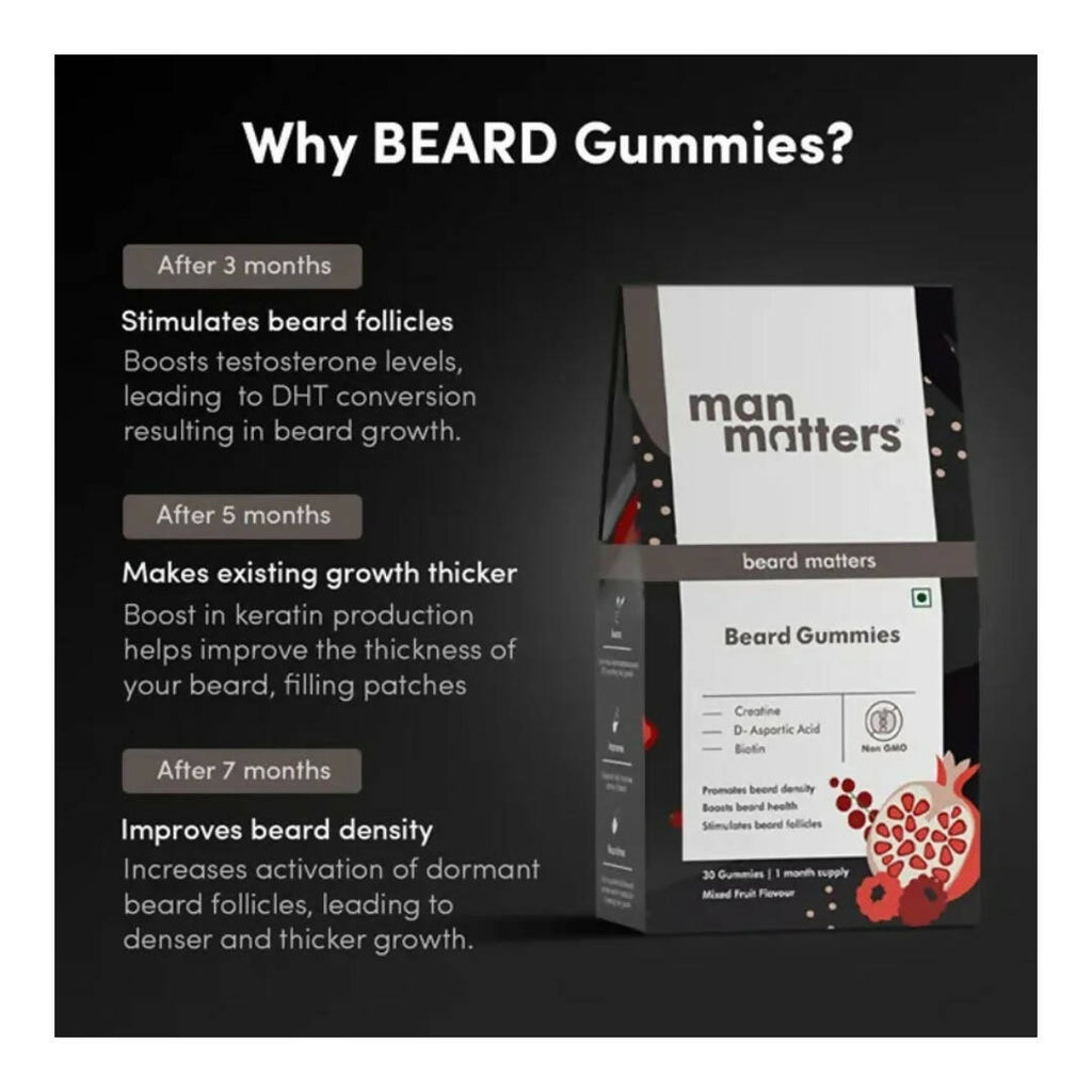 Man Matters Beard Growth Gummies, Promotes Beard Density | Grocsy