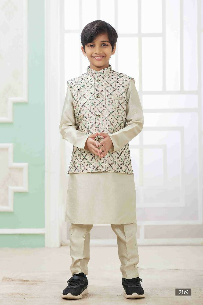 Raivat Ethnic Art Silk Embroidery Work 3 Pics Jacket Set In Pista Green Colour | Grocsy