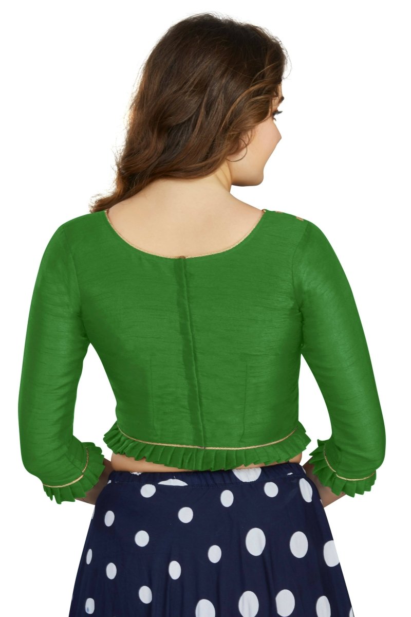 Aastha Fashion Women's Green Art Silk Designer Party Wear Readymade Blouse | Grocsy
