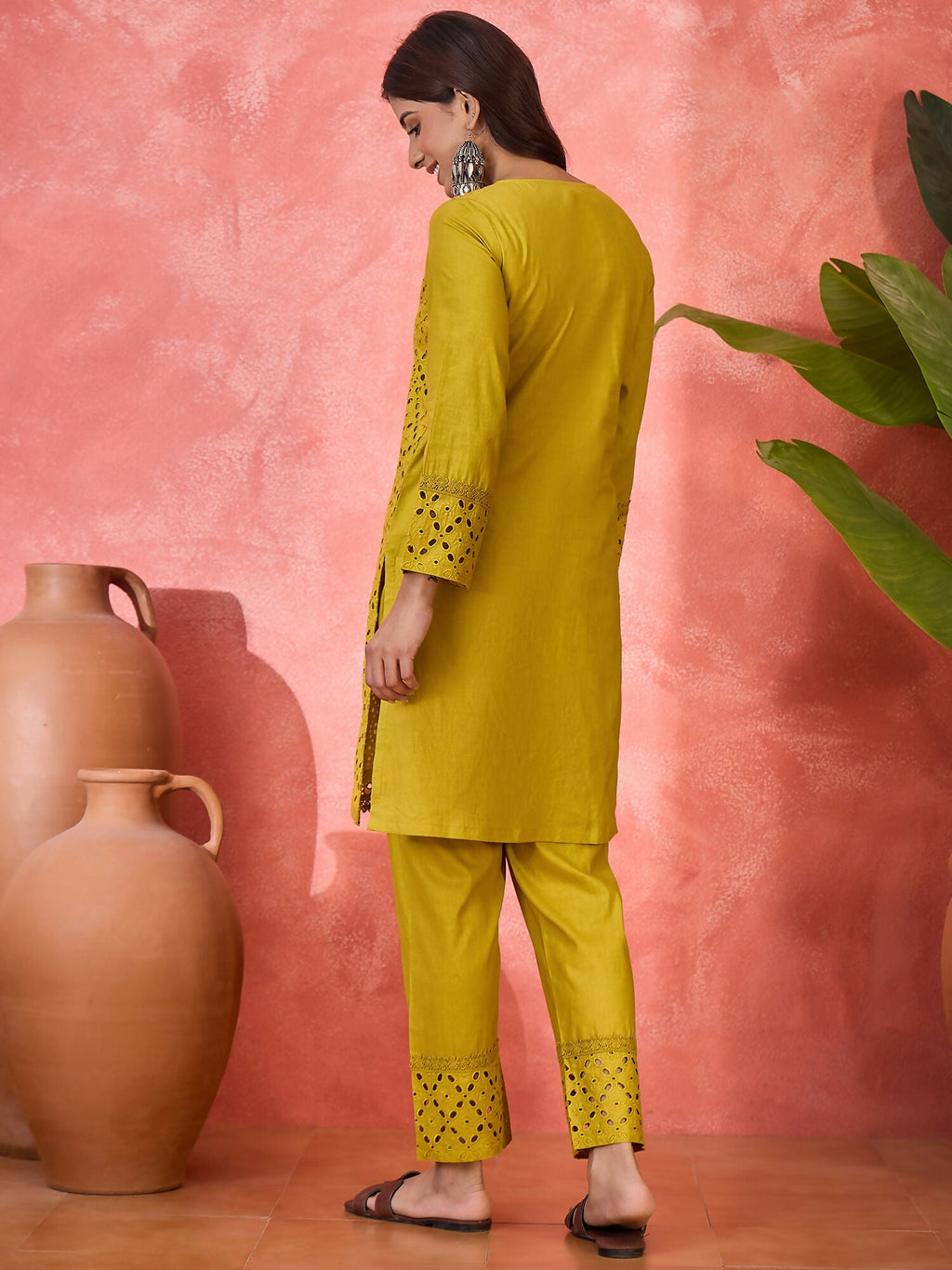 Joban Fashion Embroidery Mustard Pure Cotton Cord Set | Grocsy