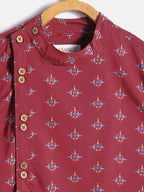 Manet Ethnic Full Sleeves Printed Shirt - Maroon | Grocsy