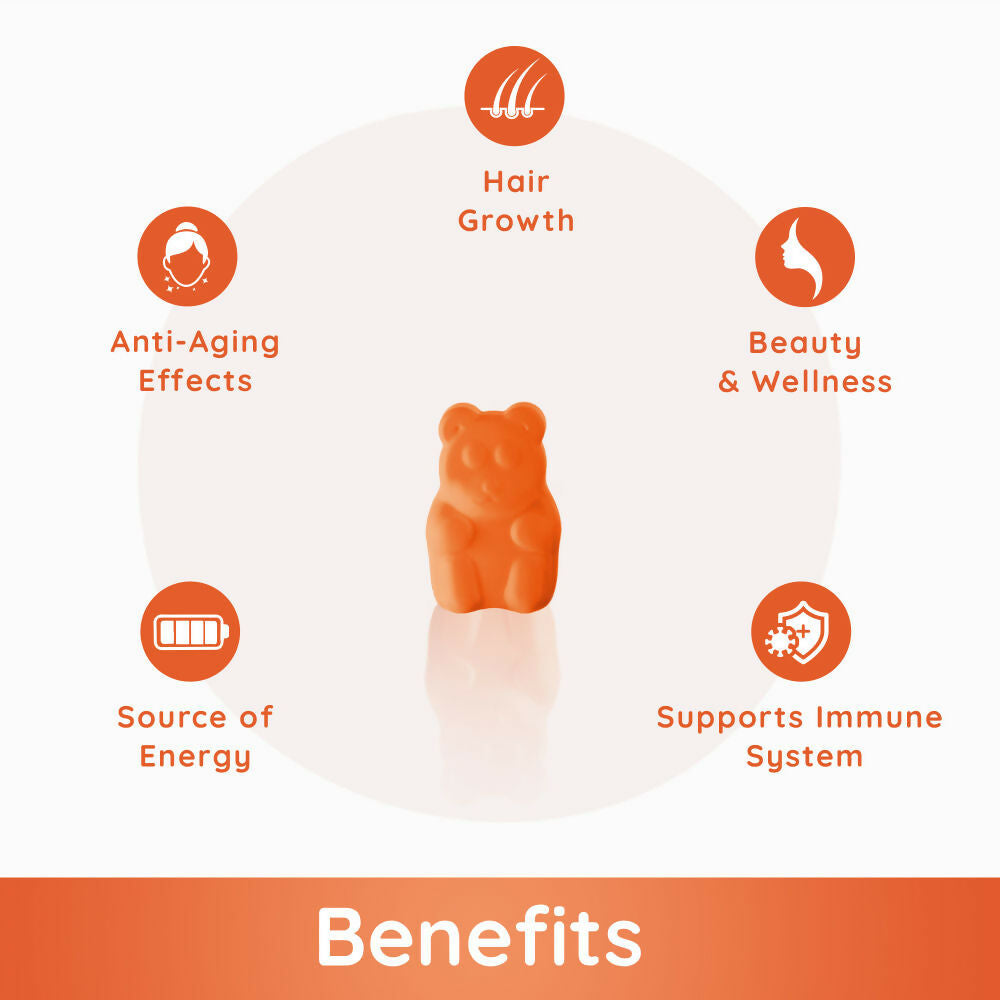Purna Gummies Superfruits Collagen Mixed Fruit Flavour Gummies for Hair and Skin | Grocsy