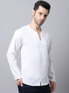 Even Apparels White Pure Cotton Embroided Men's Kurta | Grocsy