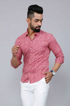 Miravan Men's Cotton Pink Floral Printed Shirt | Grocsy