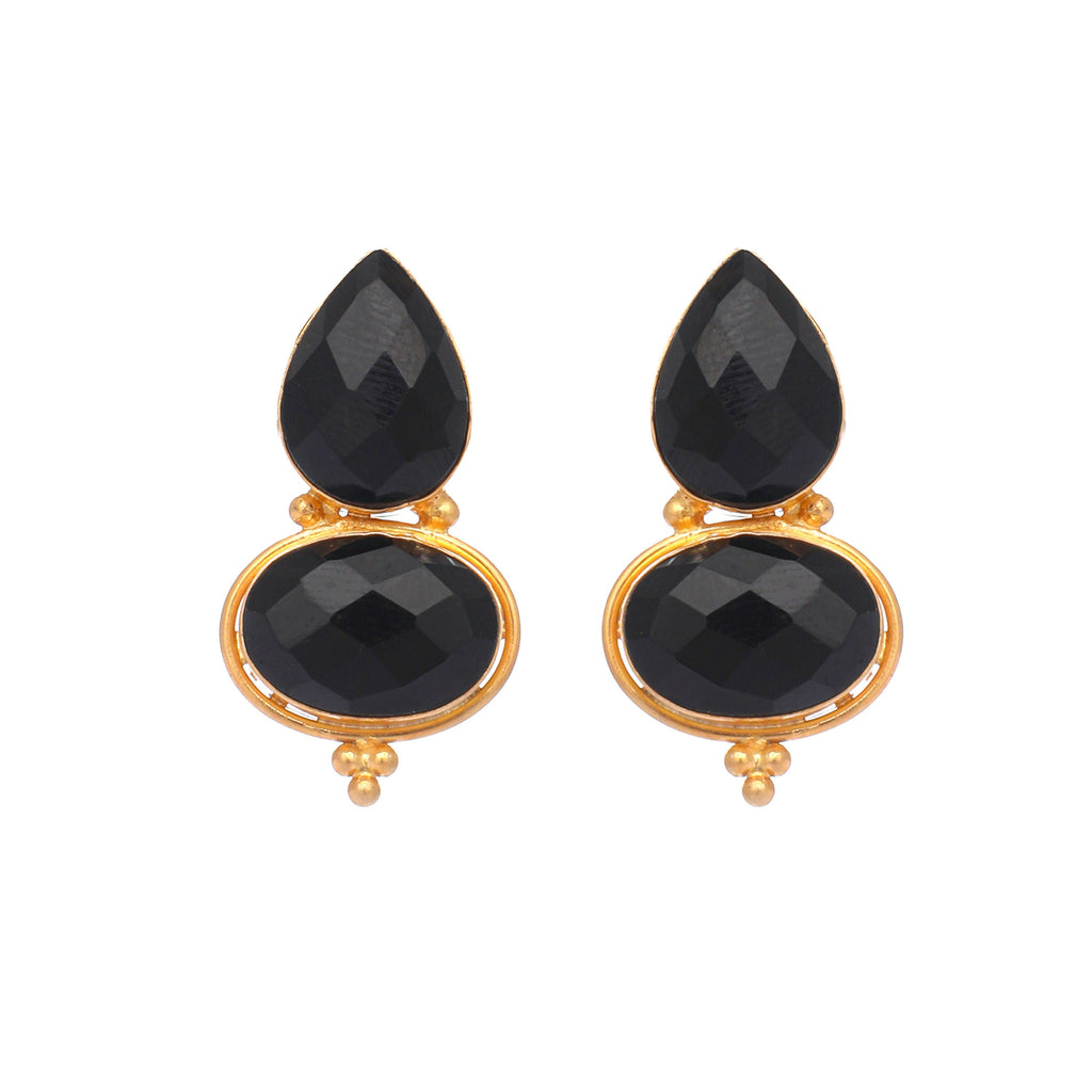 Nuyug 22K Gold Plated Black Embrace Earrings | Grocsy