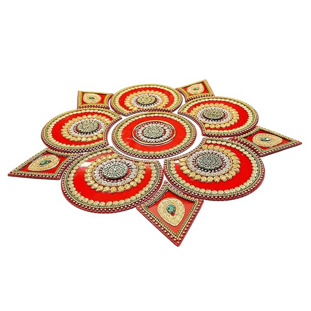 Moira Rangoli Big Acrylic Red for Festival Decorations | Grocsy