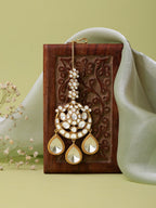 Ruby Raang 22k Gold Polished Kundan Maang Tikka | Grocsy