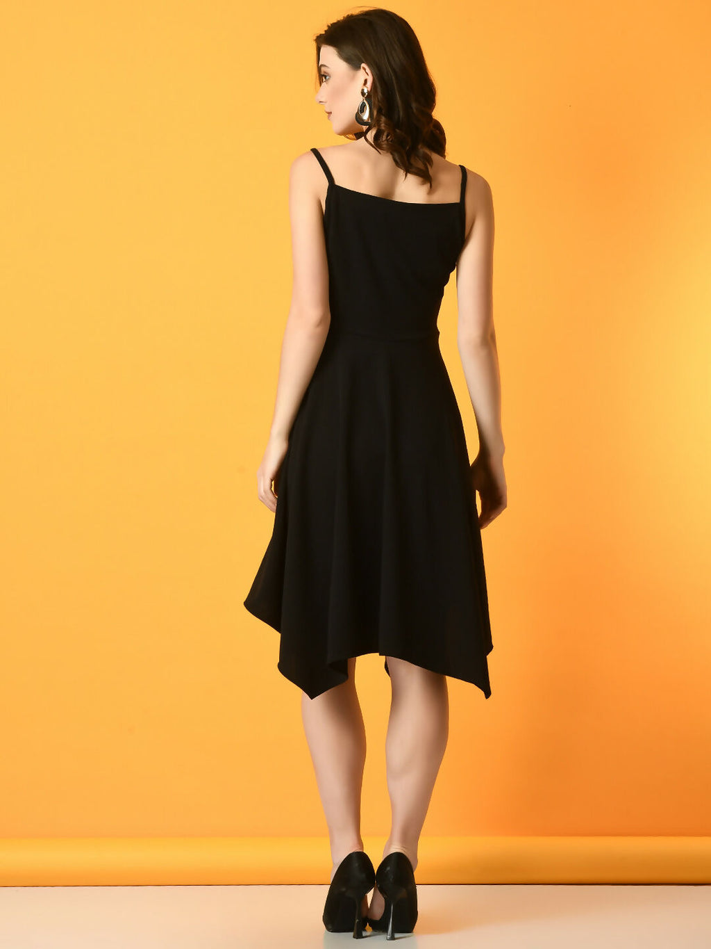 Myshka Women's Black Solid Party Dress | Grocsy