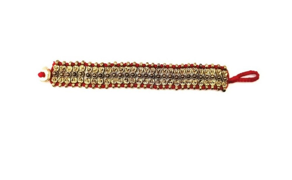 Bling Accessories Antique Brass Hand Weaved Metal Beautiful Beads Bracelet | Grocsy
