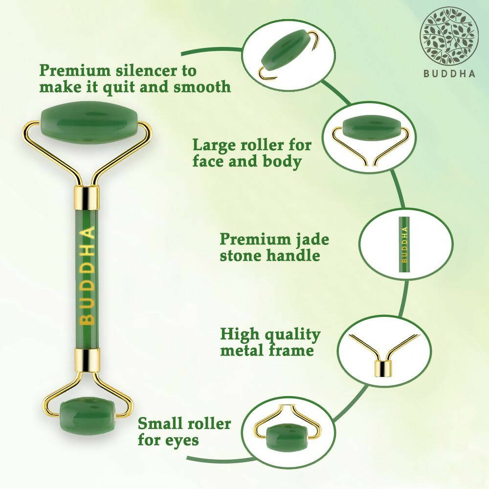 Buddha Natural Green-M Green Jade Face Roller Massager (Green) | Grocsy